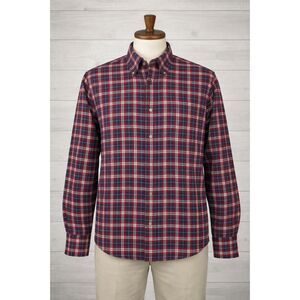 Orvis Mens XL Plaid Flannel Shirt‎ Purple Red